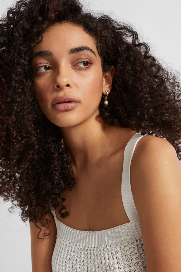 Mini Pearl Hoop  Gold  hi-res