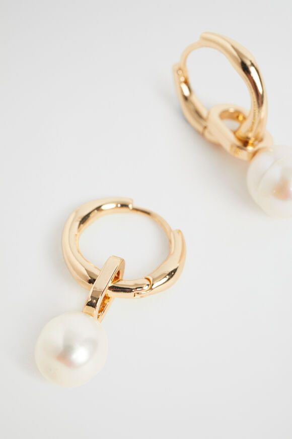 Mini Pearl Hoop  Gold  hi-res