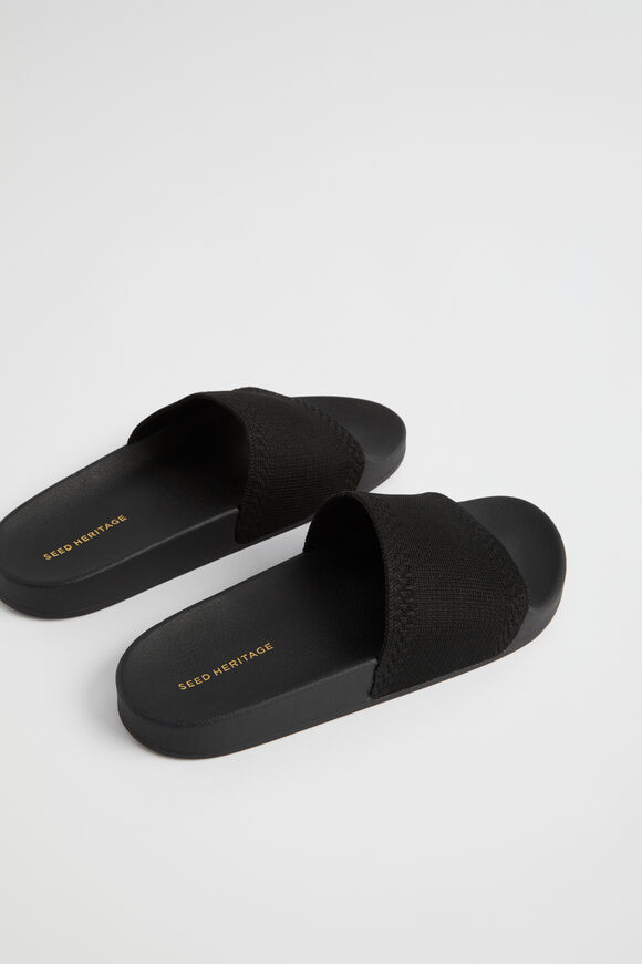 Seed Knit Pool Slide  Black  hi-res
