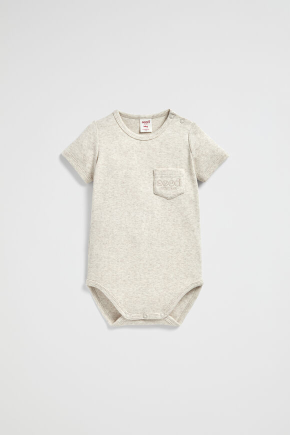 Logo Rib Bodysuit  Oat Marle  hi-res