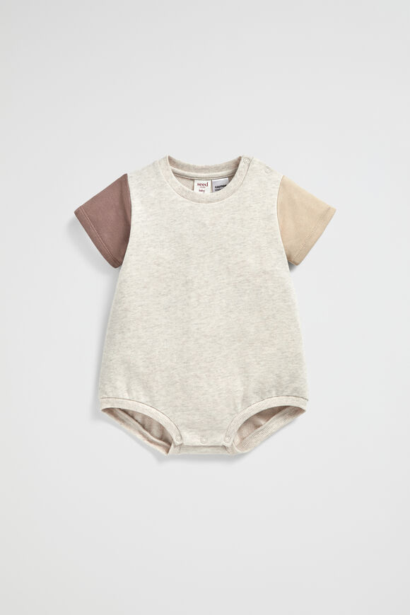 Spliced Tee Romper  Oat Marle  hi-res