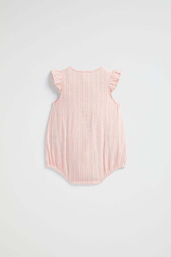 Stripe Frill Romper  Bright Peach  hi-res