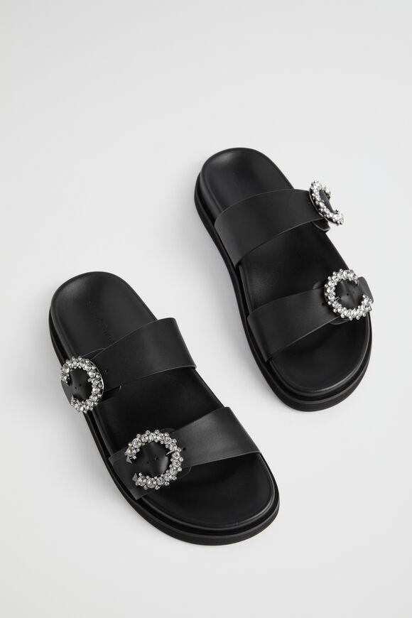 Romy Diamante Buckle Slide  Black  hi-res