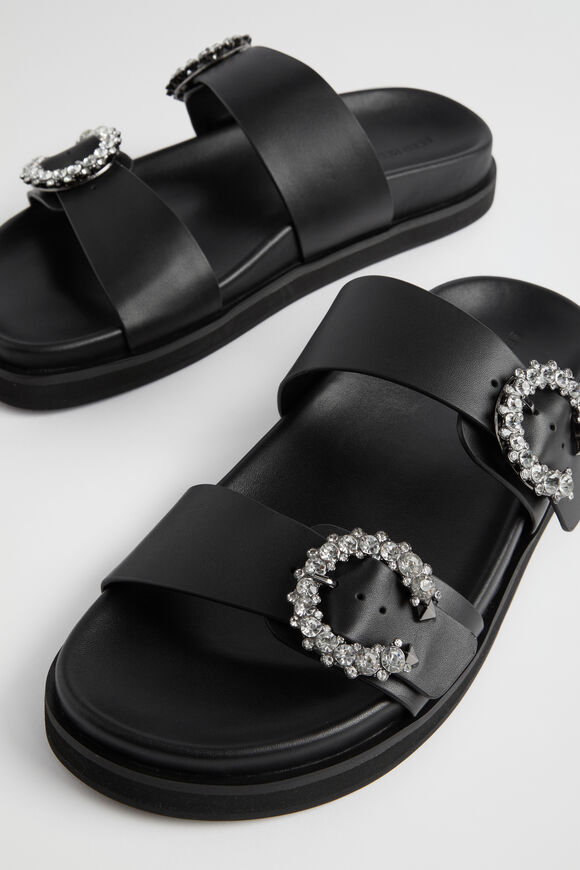 Romy Diamante Buckle Slide  Black  hi-res
