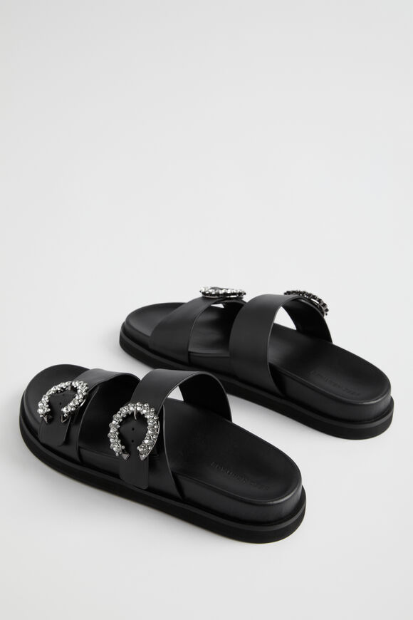 Romy Diamante Buckle Slide  Black  hi-res