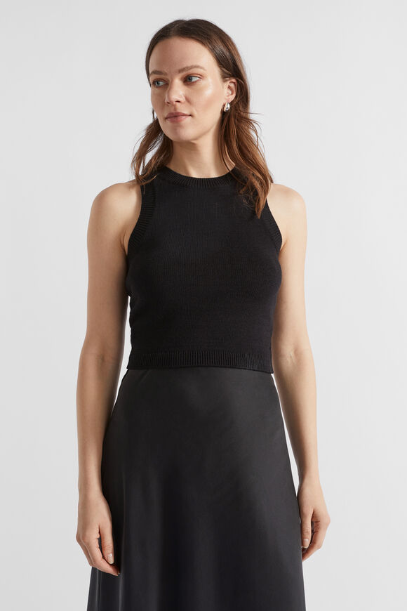 Cotton Knit Top  Black  hi-res