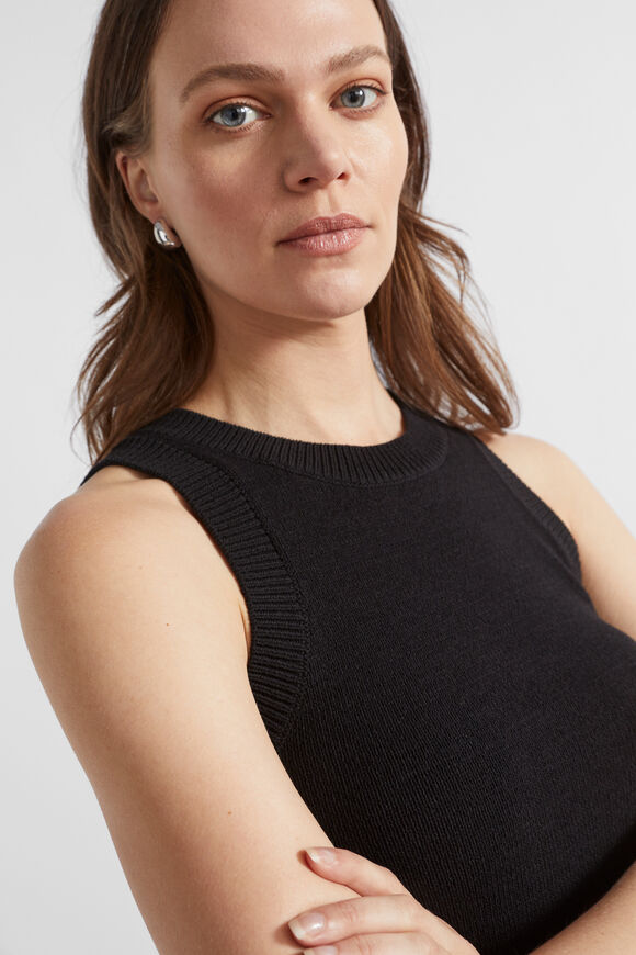 Cotton Knit Top  Black  hi-res