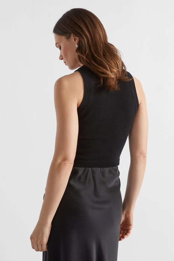 Cotton Knit Top  Black  hi-res