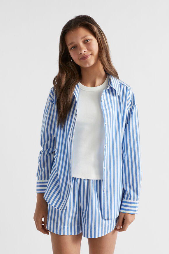 Stripe Overshirt  Azure Blue  hi-res