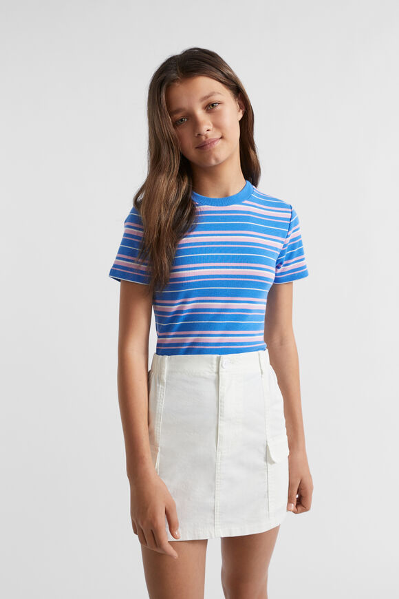 Rib Stripe Tee  Azure Blue  hi-res