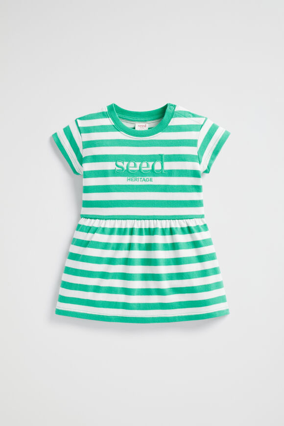 Core Logo Dress  Jade Green Stripe  hi-res