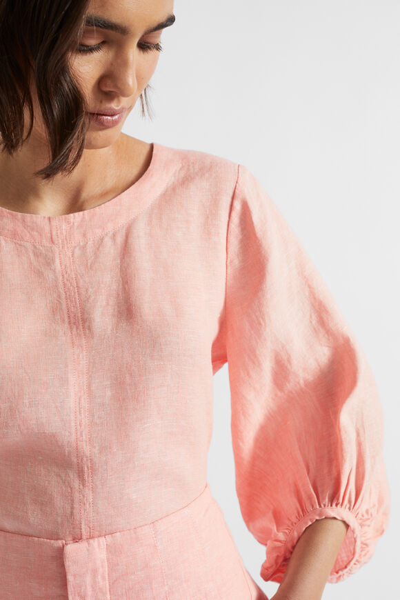 Core Linen Balloon Sleeve Top  Tulip Pink Crossdye  hi-res