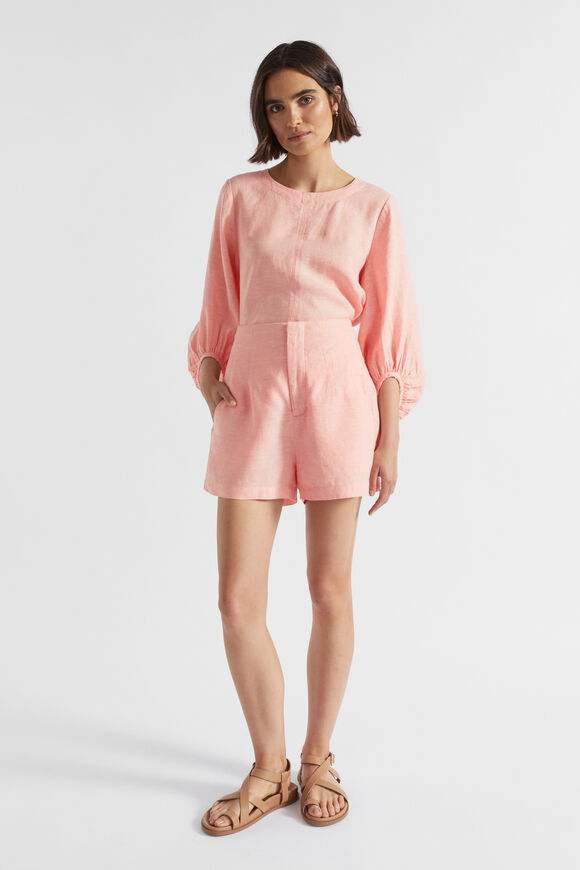 Core Linen Balloon Sleeve Top  Tulip Pink Crossdye  hi-res