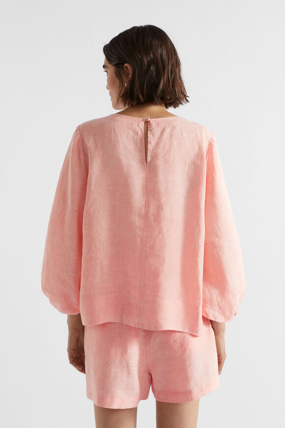 Core Linen Balloon Sleeve Top  Tulip Pink Crossdye  hi-res
