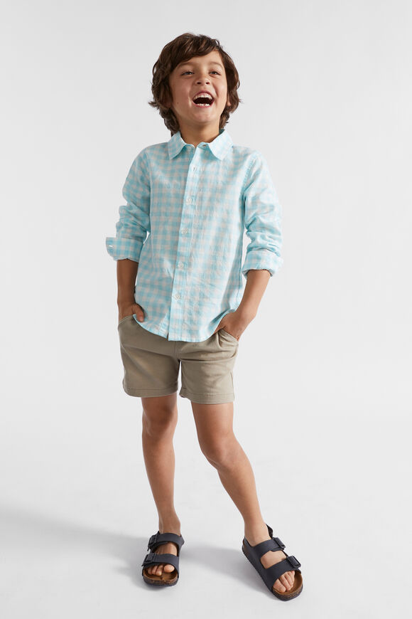 Check Linen Shirt  Ocean Blue  hi-res