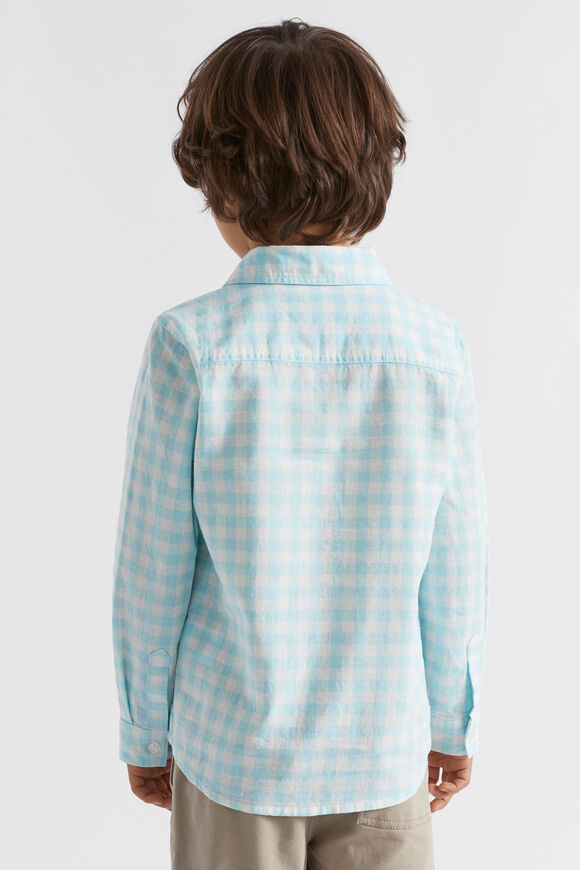 Check Linen Shirt  Ocean Blue  hi-res