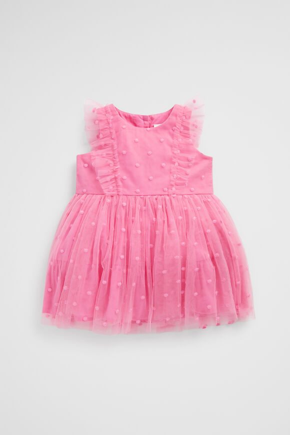 Spot Embroidered Dress  Carnation Pink  hi-res