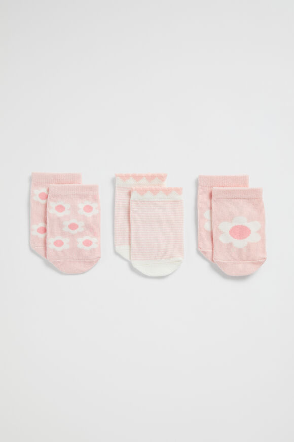 Daisy Sock 3 Pack  Dusty Rose  hi-res