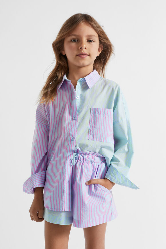 Poplin Stripe Shirt  Baby Blue  hi-res