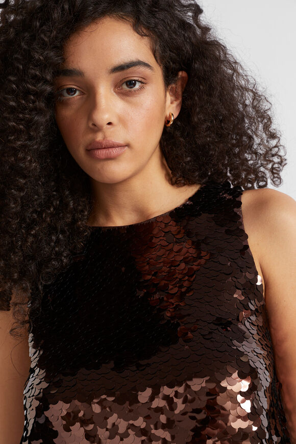 Sequin Shell Top  Deep Raisin  hi-res