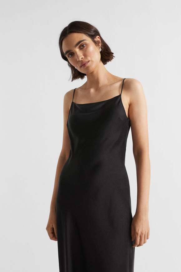 Silk Slip Dress  Black  hi-res