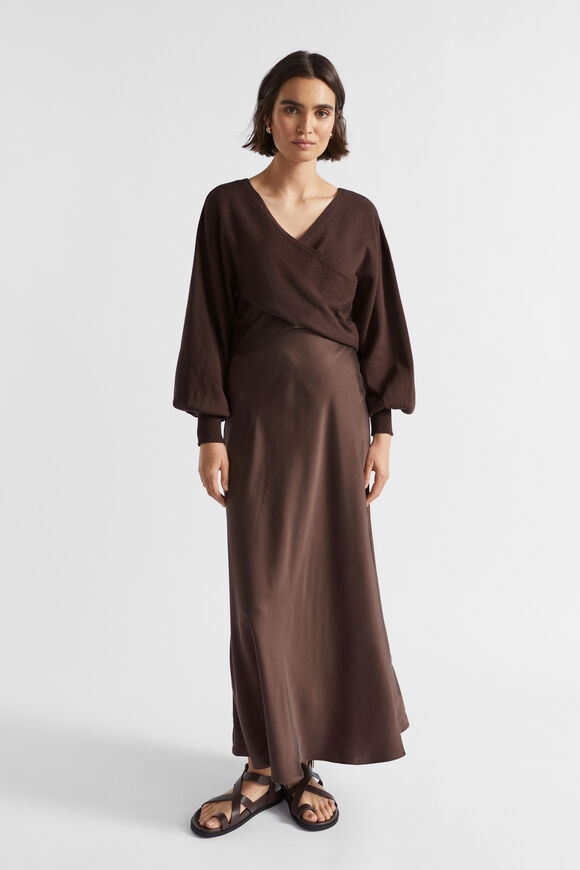 Cotton Wrap Front Knit  Deep Raisin  hi-res