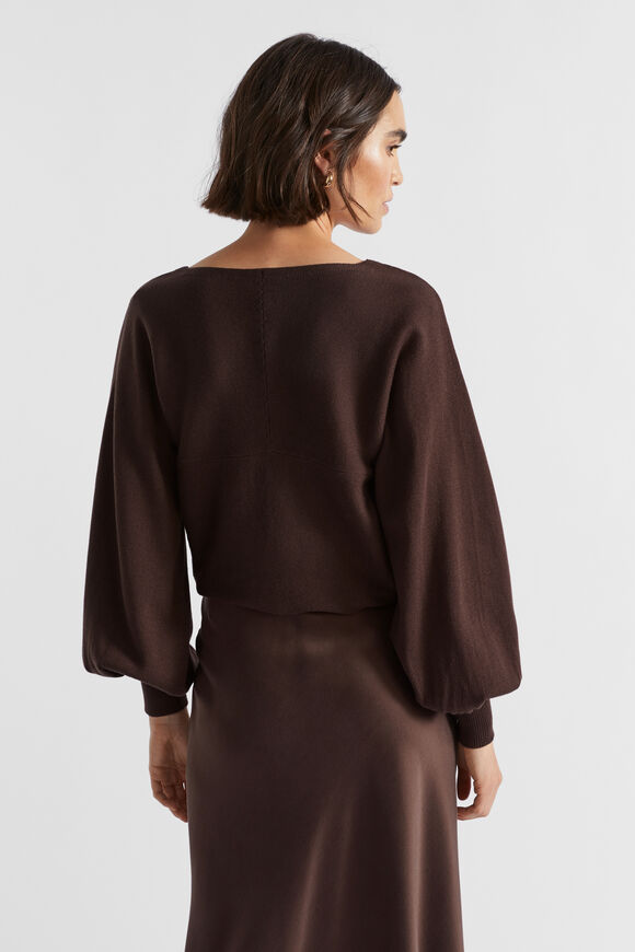 Cotton Wrap Front Knit  Deep Raisin  hi-res
