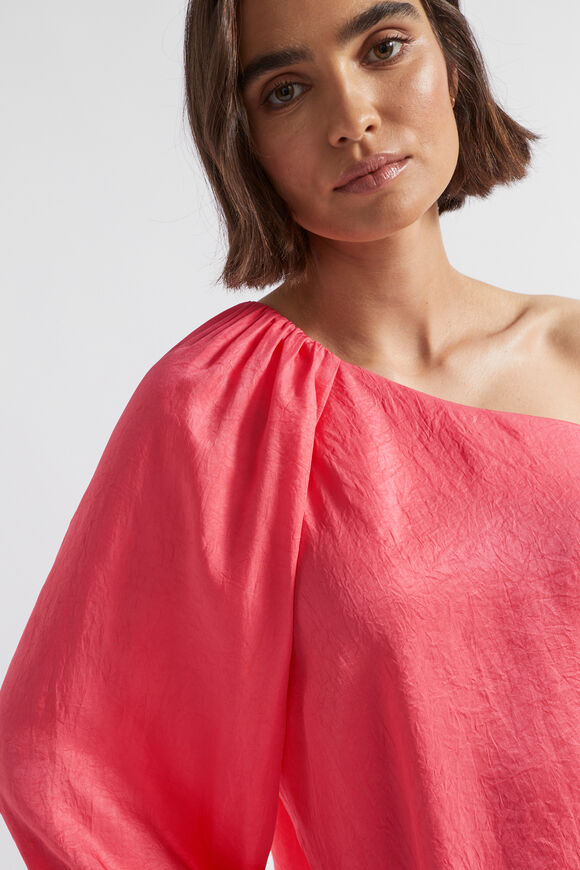 Satin One Shoulder Top  Wild Berry  hi-res