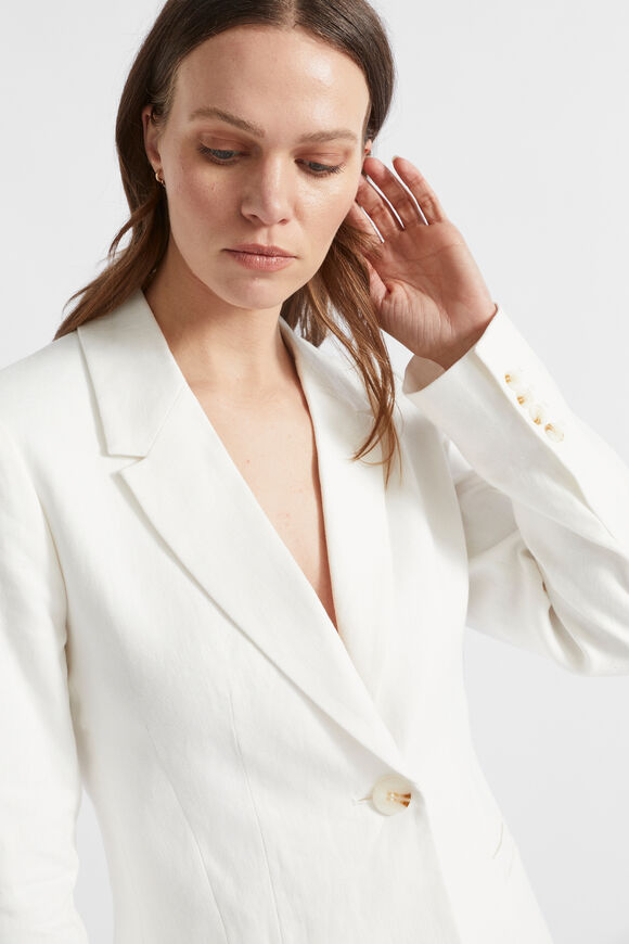 Linen Structured Blazer  Cloud Cream  hi-res