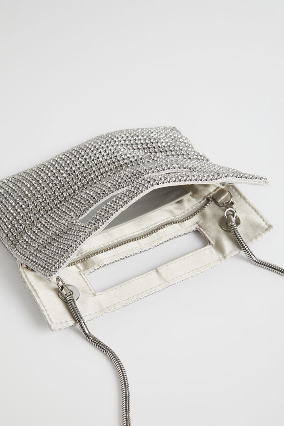 Embellished Handheld Bag  Silver  hi-res
