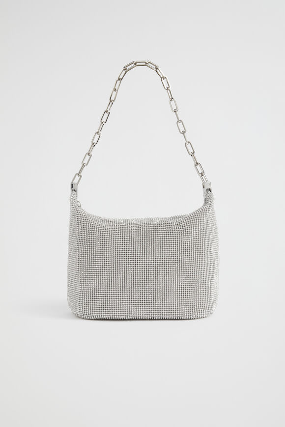 Embellished Shoulder Bag  Silver  hi-res