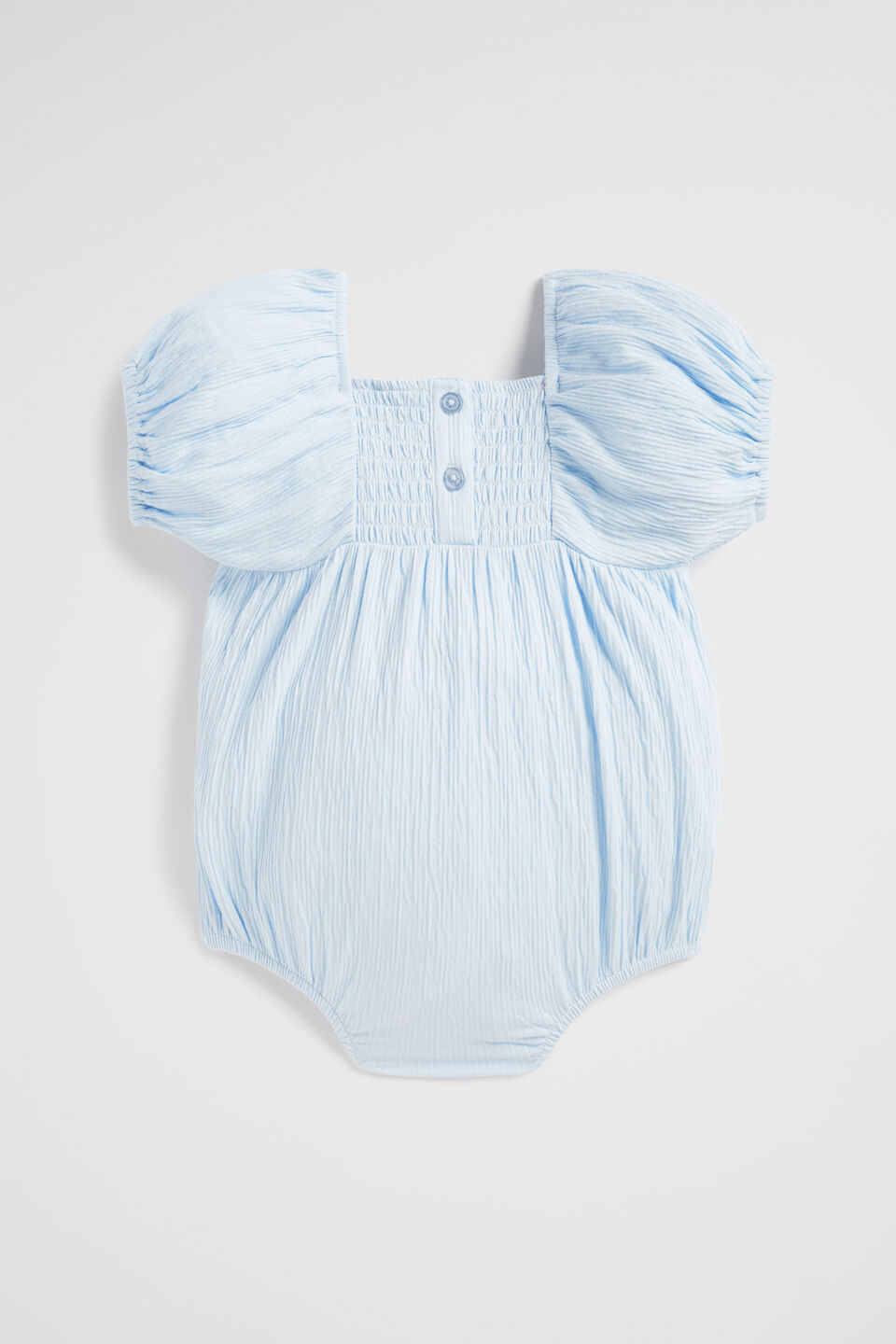 Textured Cotton Romper  Baby Blue