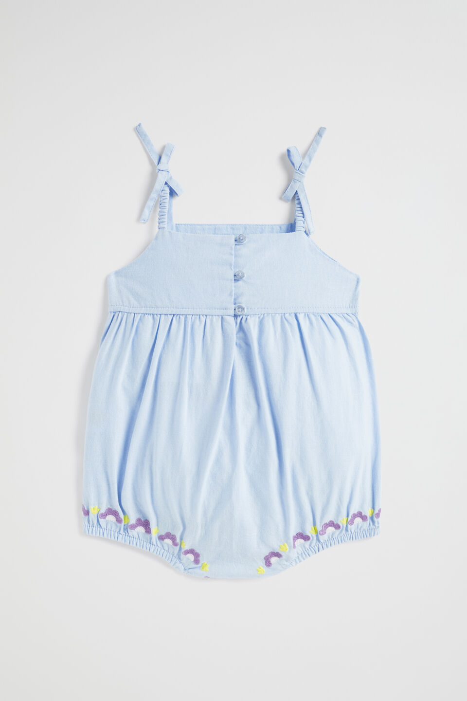 Embroidered Romper  Baby Blue