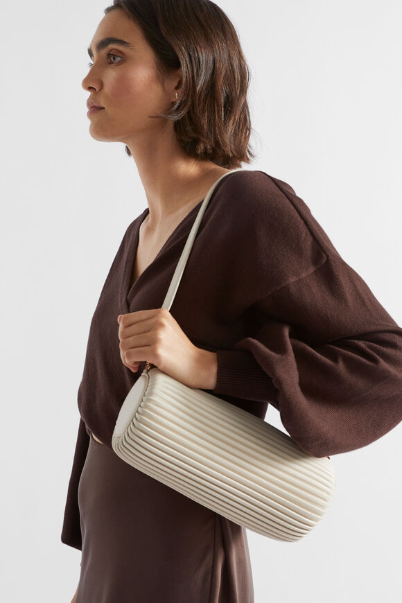 Pleated Shoulder Bag  Stone  hi-res