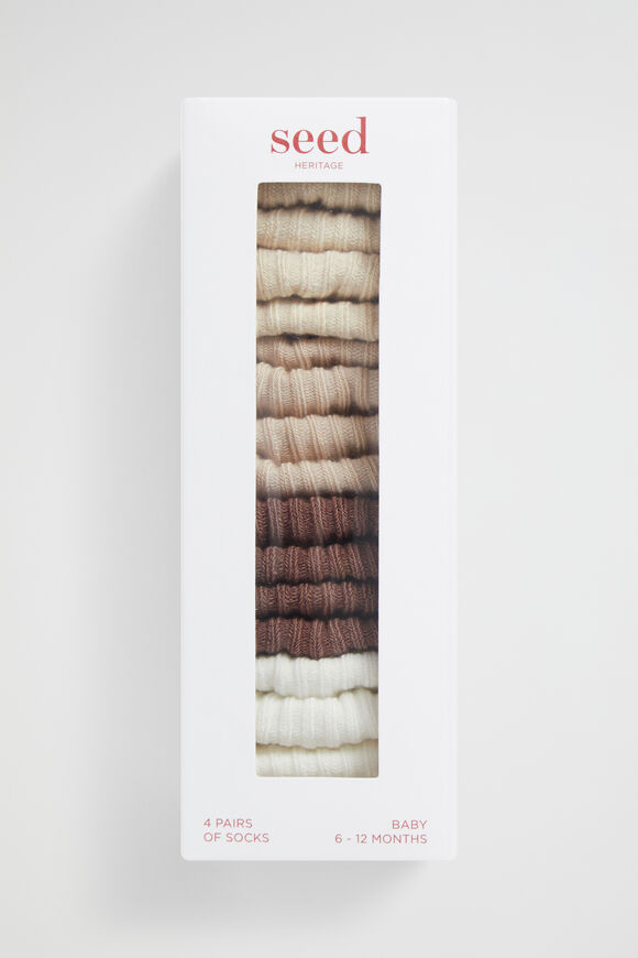 Rib Sock Multipack  Teddy Brown  hi-res
