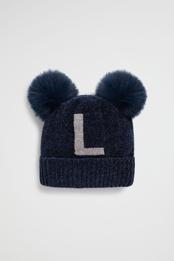 Chenille Initial Beanie  L  hi-res
