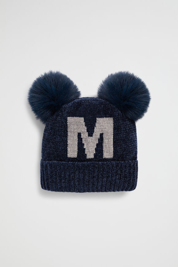 Chenille Initial Beanie  M  hi-res