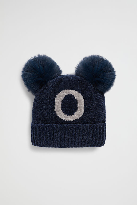 Chenille Initial Beanie  O  hi-res