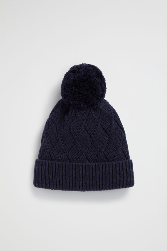 Twisted Cable Beanie  Midnight Blue  hi-res