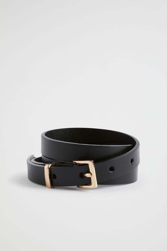 Celeste Narrow Leather Belt  Black  hi-res