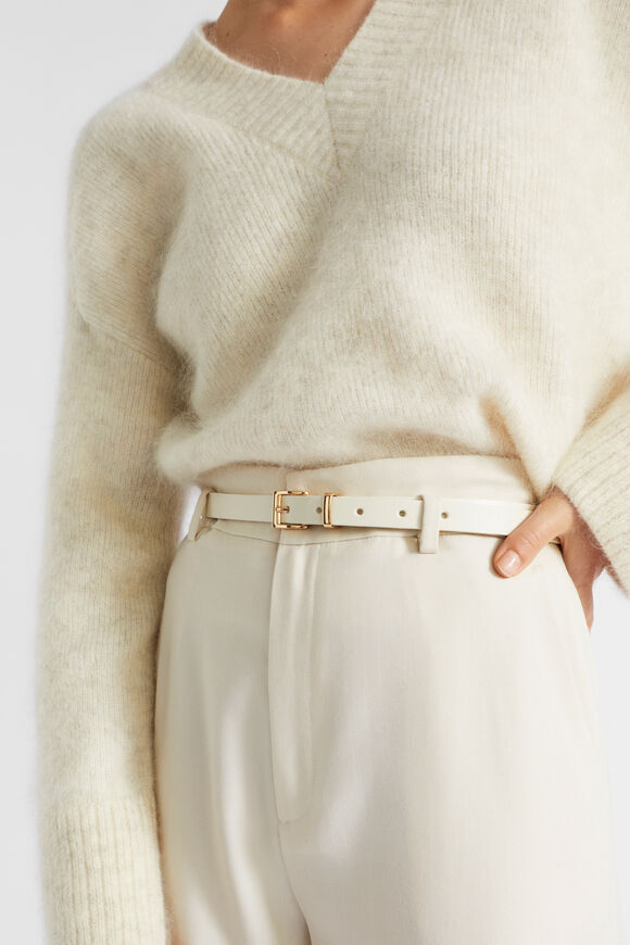 Celeste Narrow Leather Belt  Bone  hi-res