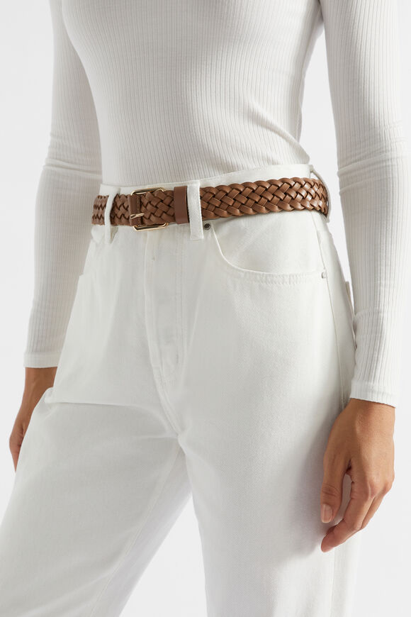 Vanessa Woven Leather Belt  Cashew  hi-res