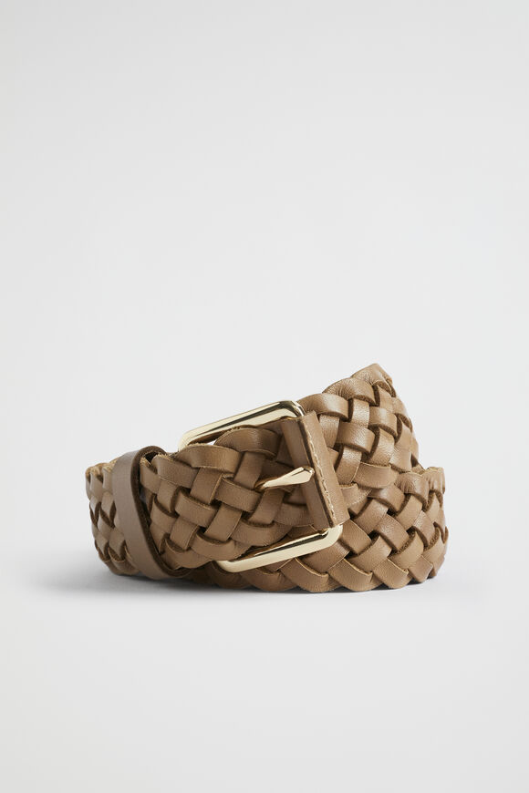 Vanessa Woven Leather Belt  Cashew  hi-res