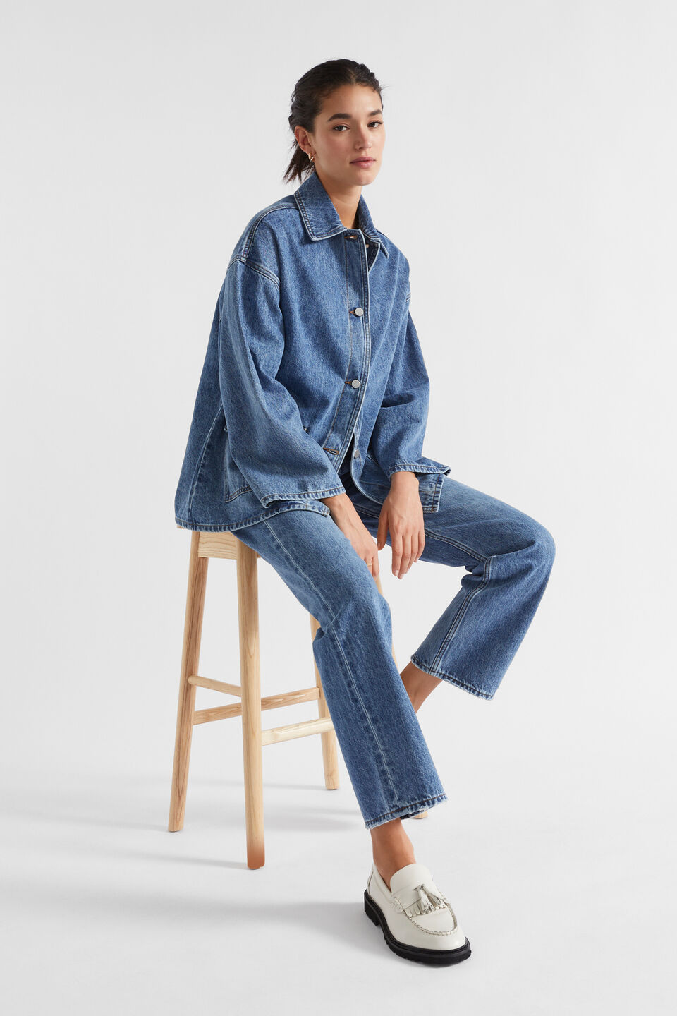 Denim Boxy Shacket  Ultramarine Wash