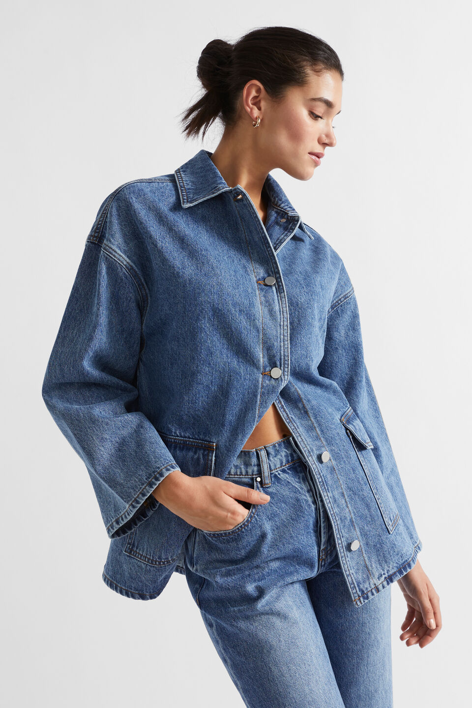 Denim Boxy Shacket  Ultramarine Wash