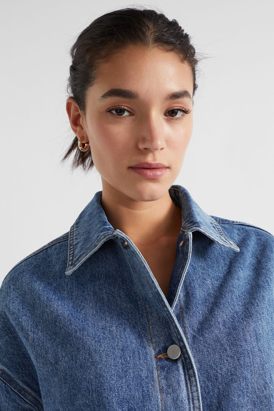 Denim Boxy Shacket  Ultramarine Wash