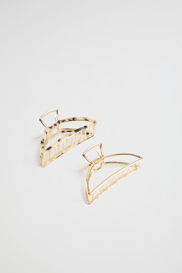 Metal Hair Claw Pack  Gold  hi-res