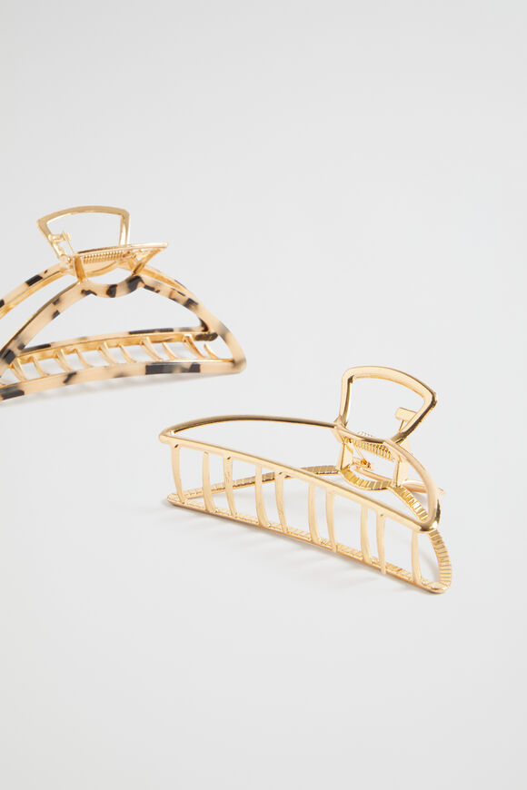 Metal Hair Claw Pack  Gold  hi-res
