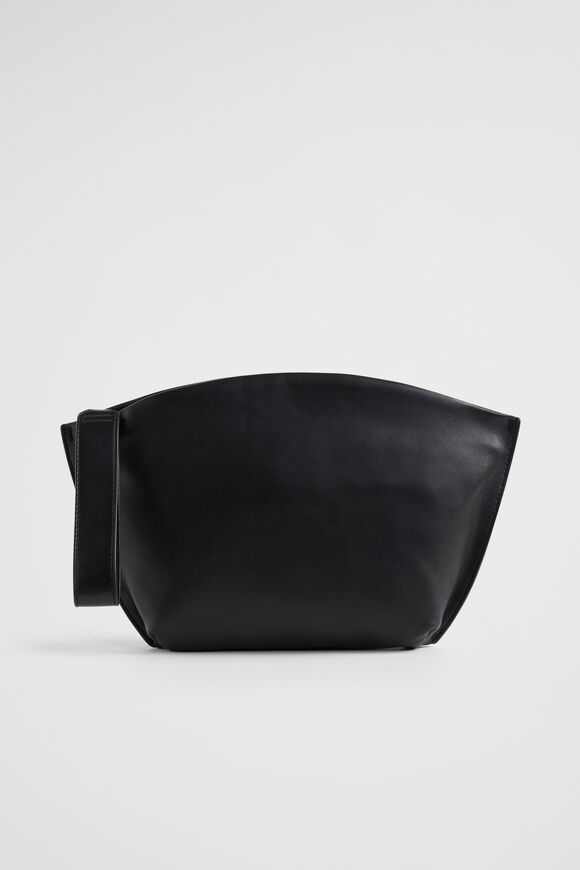Leather Crescent Clutch  Black  hi-res