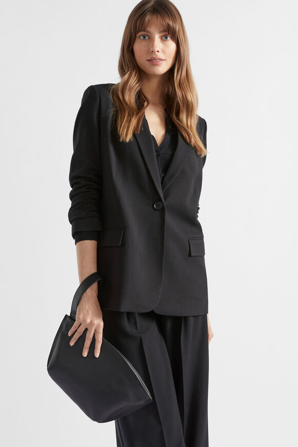 Leather Crescent Clutch  Black  hi-res